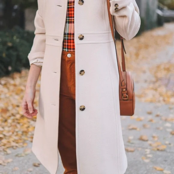 J. Crew Brown Lady day Coat with Blue Lining - Picture 2 of 8